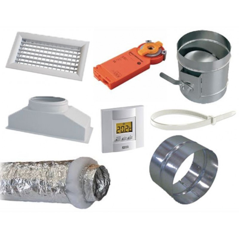 Ensemble aéraulique 200 mm ouate 400x200 thermostat + servomoteur