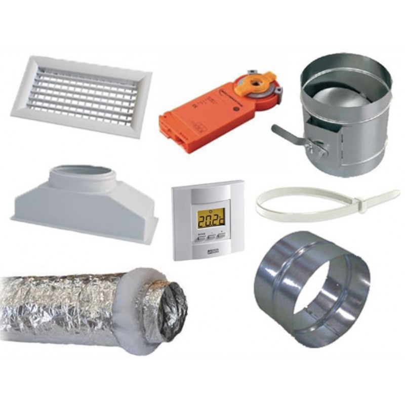 Ensemble aéraulique 200 mm ouate 400x150 thermostat + servomoteur