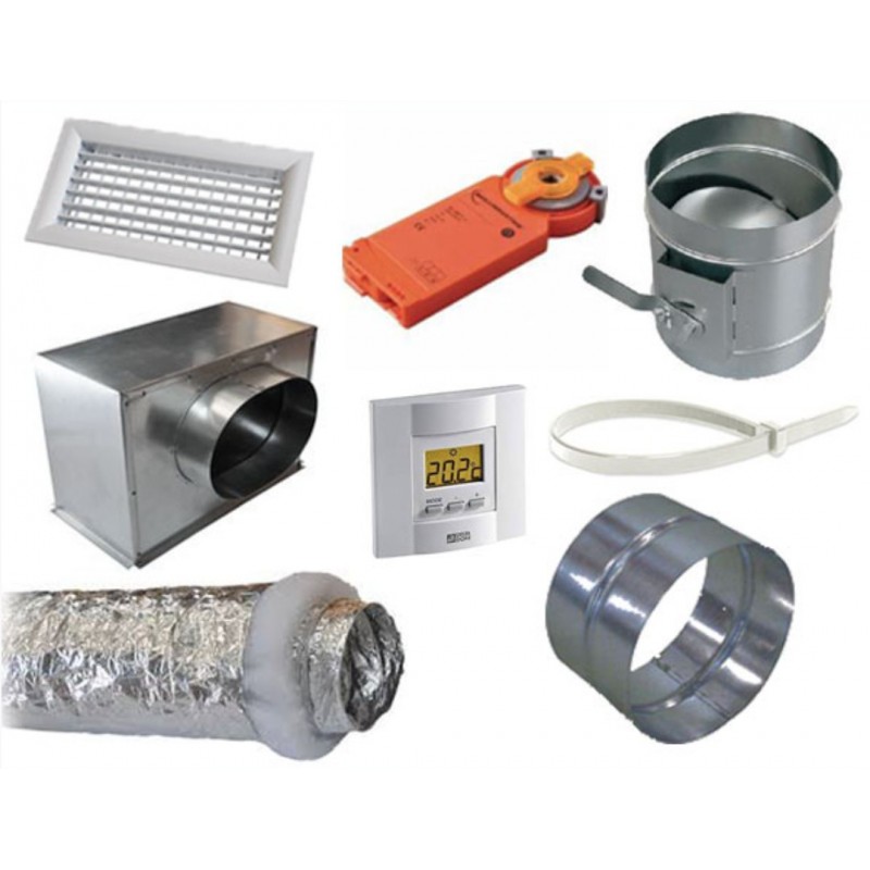 Ensemble aéraulique latéral 160 mm ouate 300x150 thermostat + servomoteur